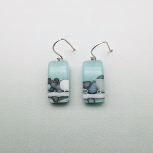 Nougat pale blue long glass dangle earrings