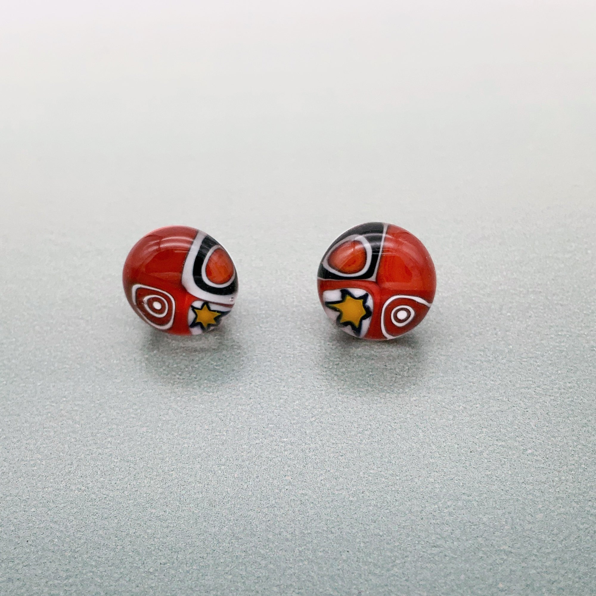 Shweshwe red stud earrings