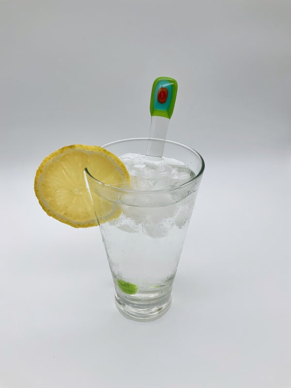 Green glass swizzle sticks