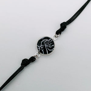 Black rope bracelets with beautiful glass centers