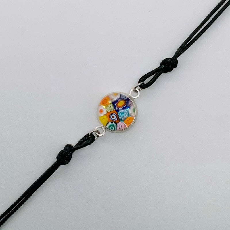 Black rope bracelets with beautiful glass centers