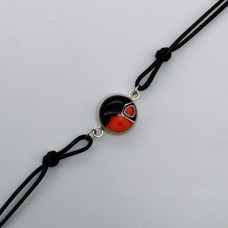 Black rope bracelets with beautiful glass centers