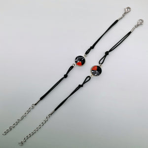 Black rope bracelets with beautiful glass centers