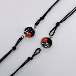 Black rope bracelets with beautiful glass centers