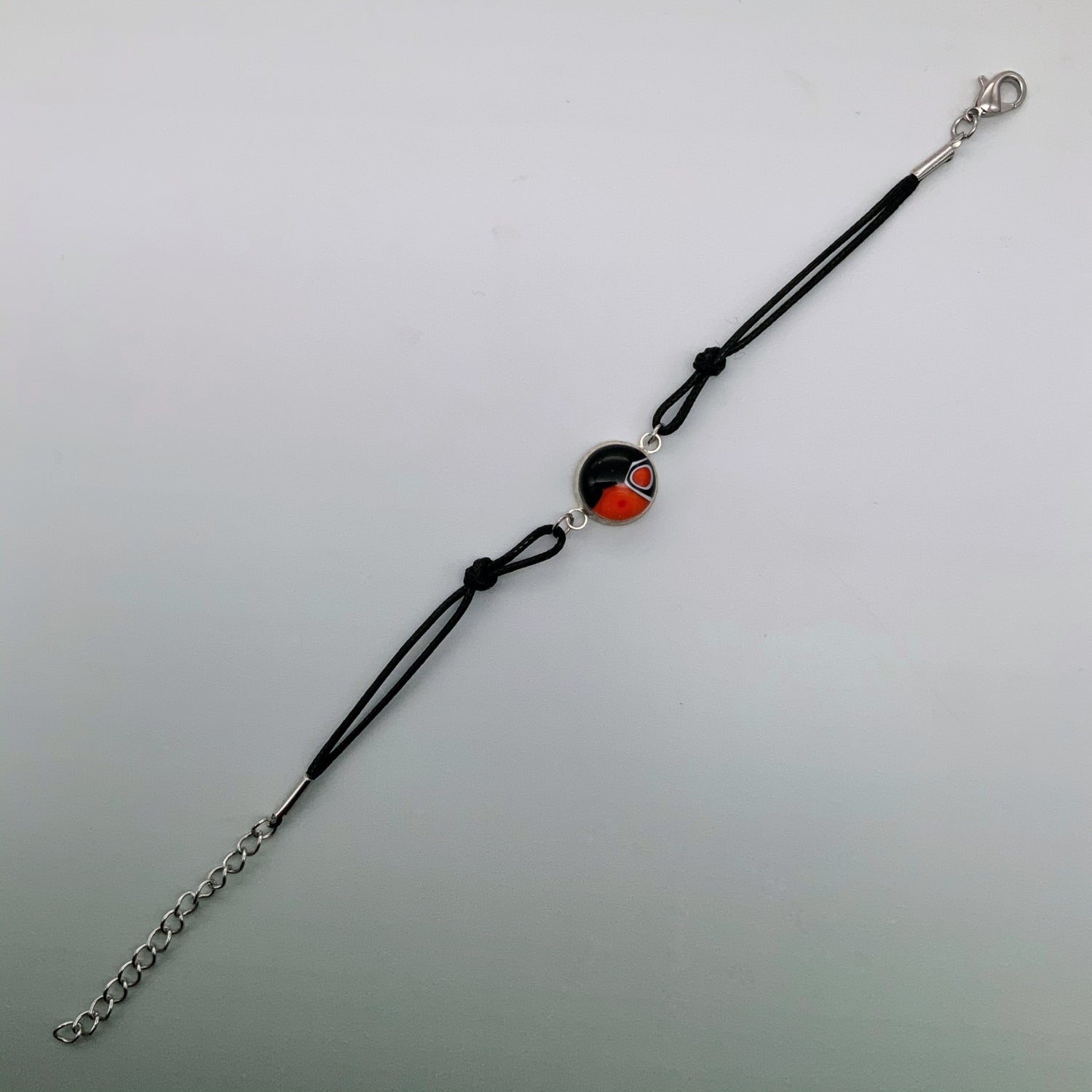 Black rope bracelets with beautiful glass centers