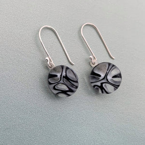 Murrini black and white glass dangle earrings