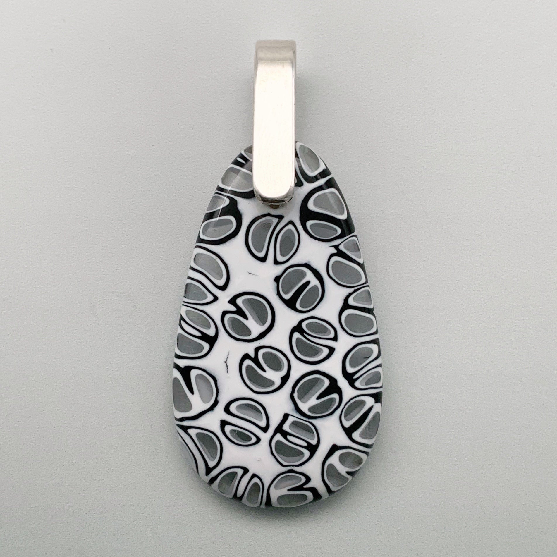 Murrini black and white glass drop pendant