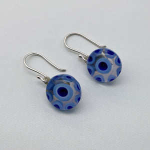 CaviarDots glass dangle earrings - periwinkle and royal blue