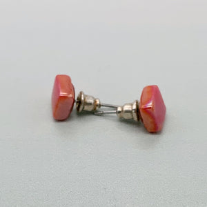Square spot studs in coral glass