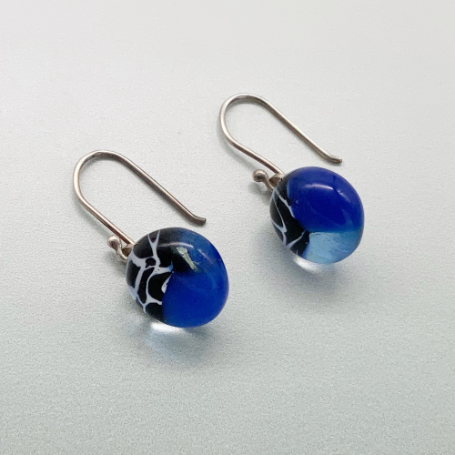 Navy and marmo glass dangle earrings