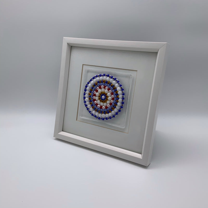 Blue mandala glass frame