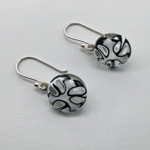 Murrini black and white glass dangle earrings