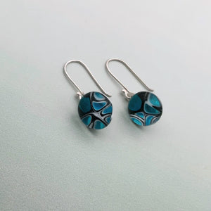 Murrini turquoise and black glass dangle earrings