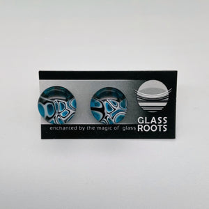 Murrini turquoise and black glass stud earrings
