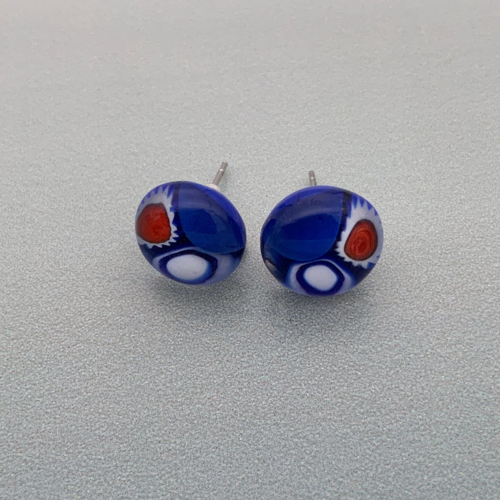 Shweshwe navy stud earrings