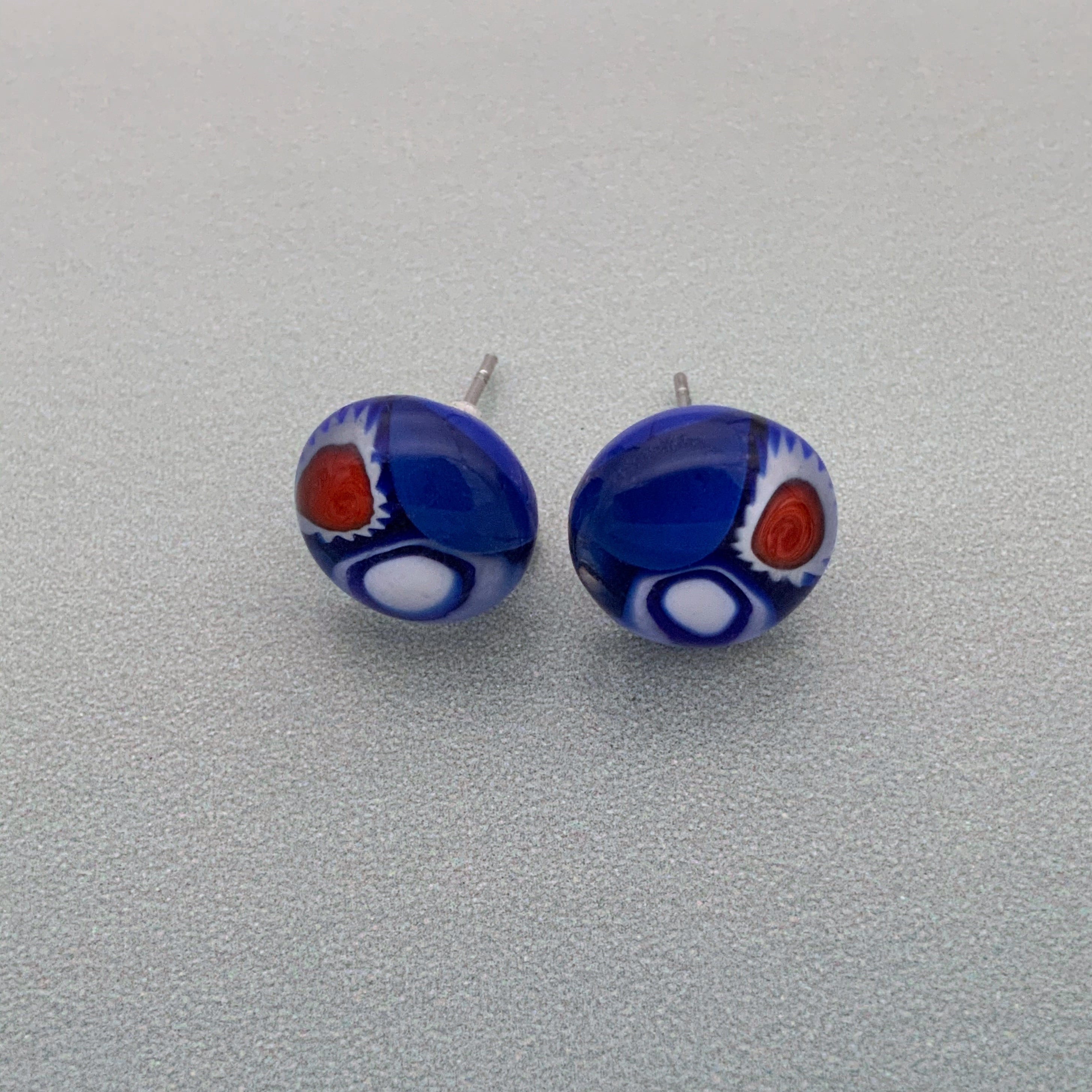 Shweshwe navy stud earrings