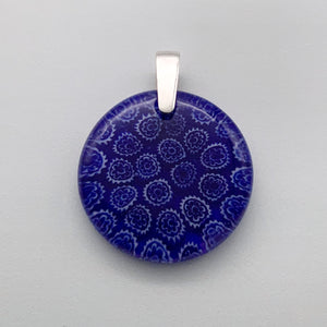 Fleurette glass pendant in navy - 35mm round
