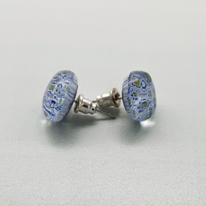 Fun yellow and navy fleurette glass stud earrings