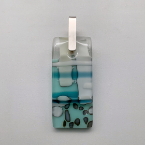 Nougat pale blue rectangle glass pendant