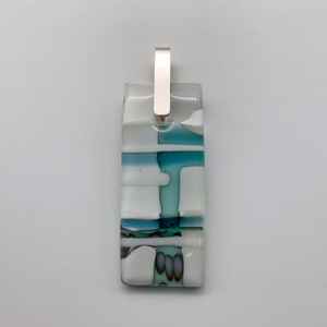 Nougat pale blue rectangle glass pendant