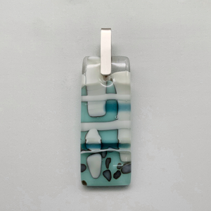 Nougat pale blue rectangle glass pendant