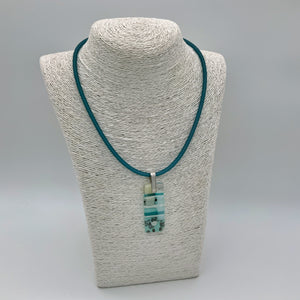 Nougat pale blue rectangle glass pendant