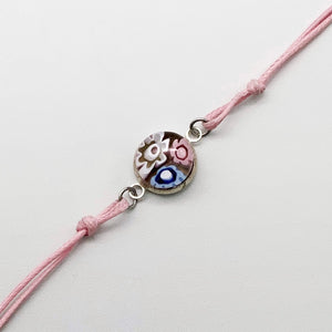 Elegant pink fleurette glass bracelets