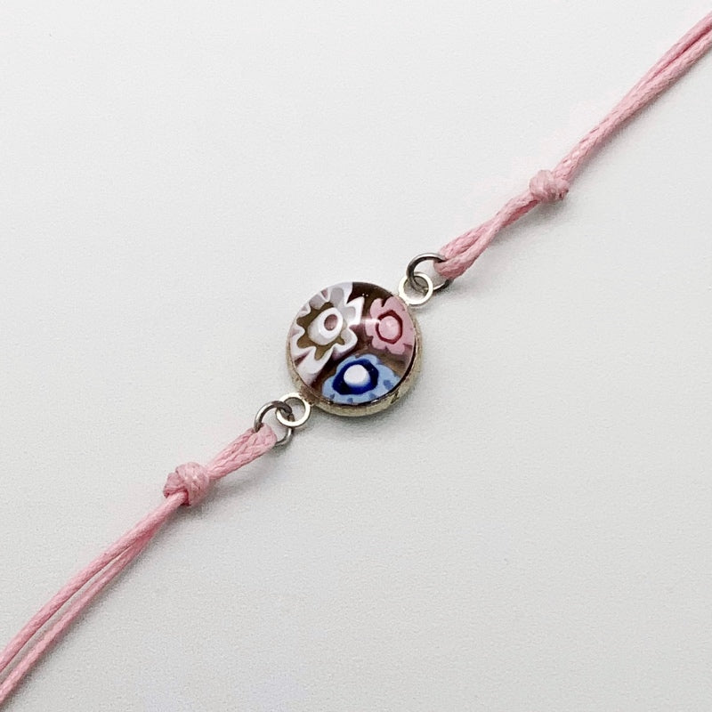 Elegant pink fleurette glass bracelets