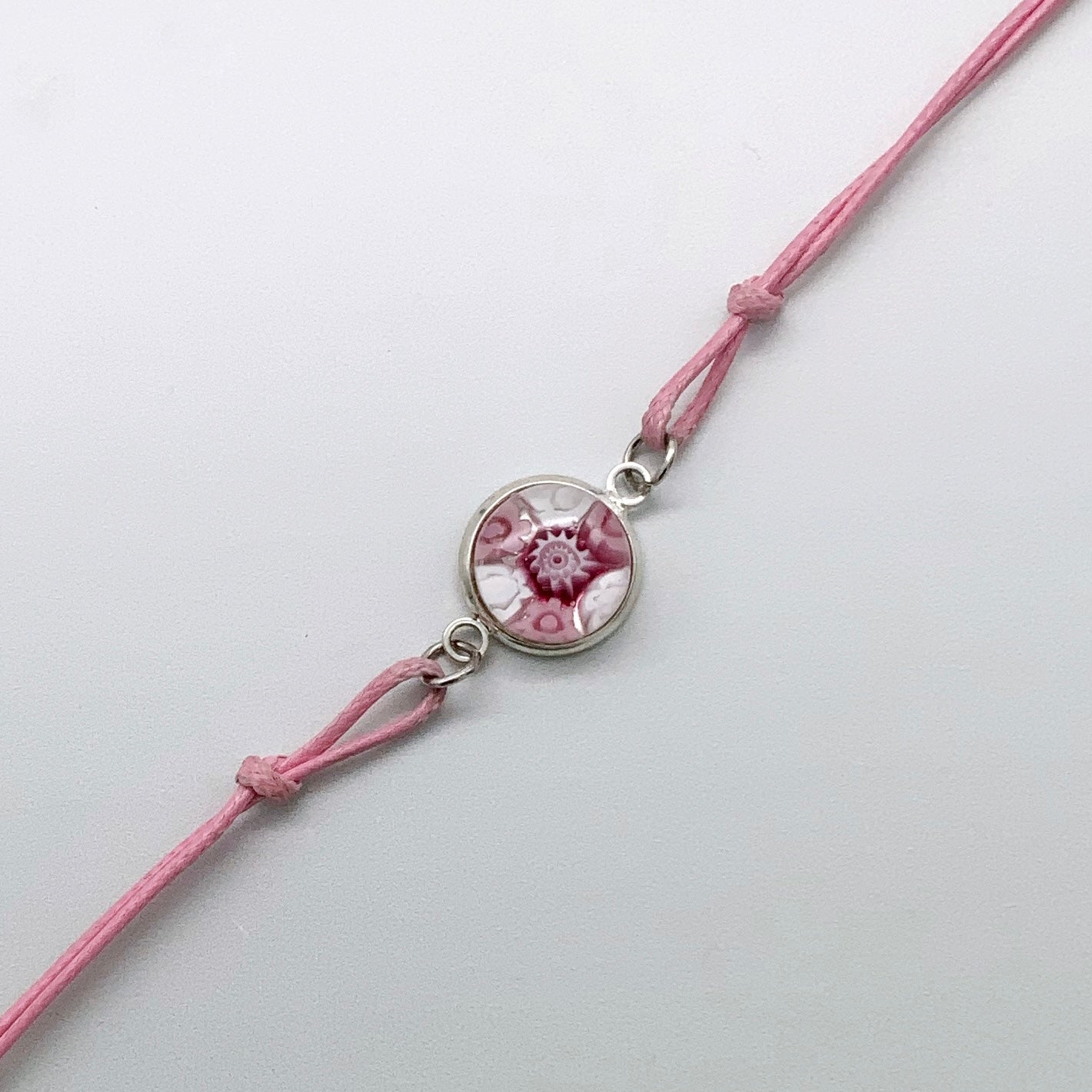 Elegant pink fleurette glass bracelets