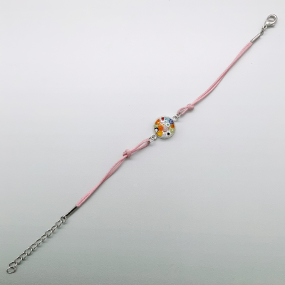 Elegant pink fleurette glass bracelets