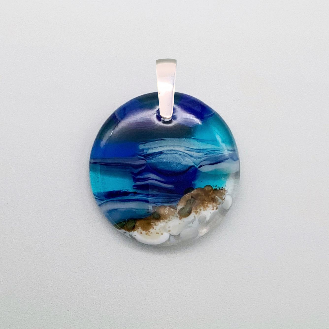 Seascape 35mm round glass pendant