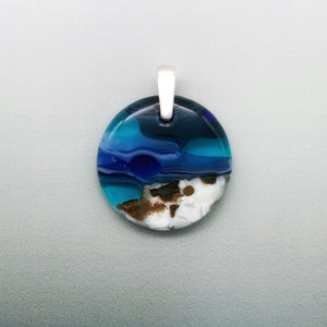 Seascape 35mm round glass pendant