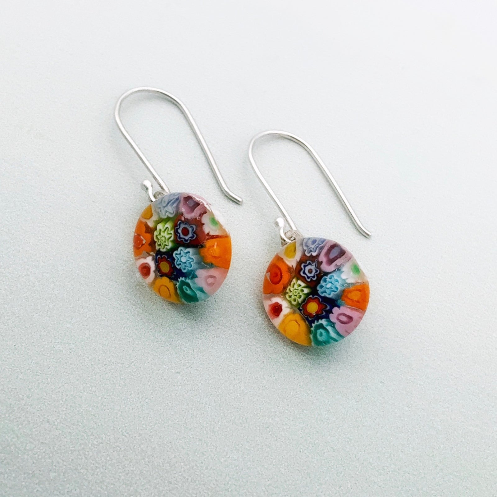 Millefiori glass rainbow dangles - mixed flowers