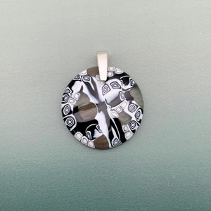 Designer Murrini black and white 35mm round glass pendant