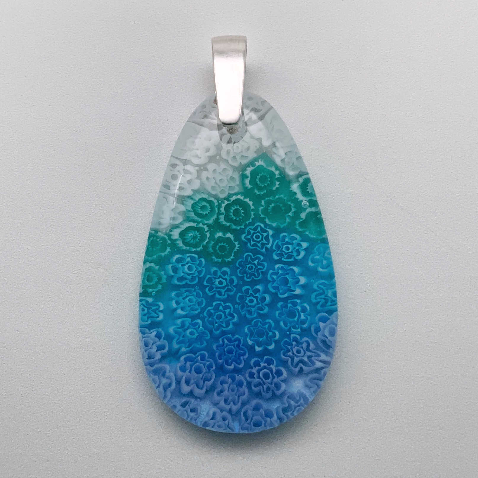 Cascade Aqua drop shaped glass pendant