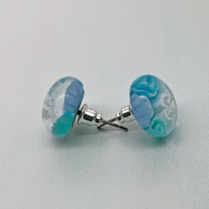 Cascade aqua glass stud earrings