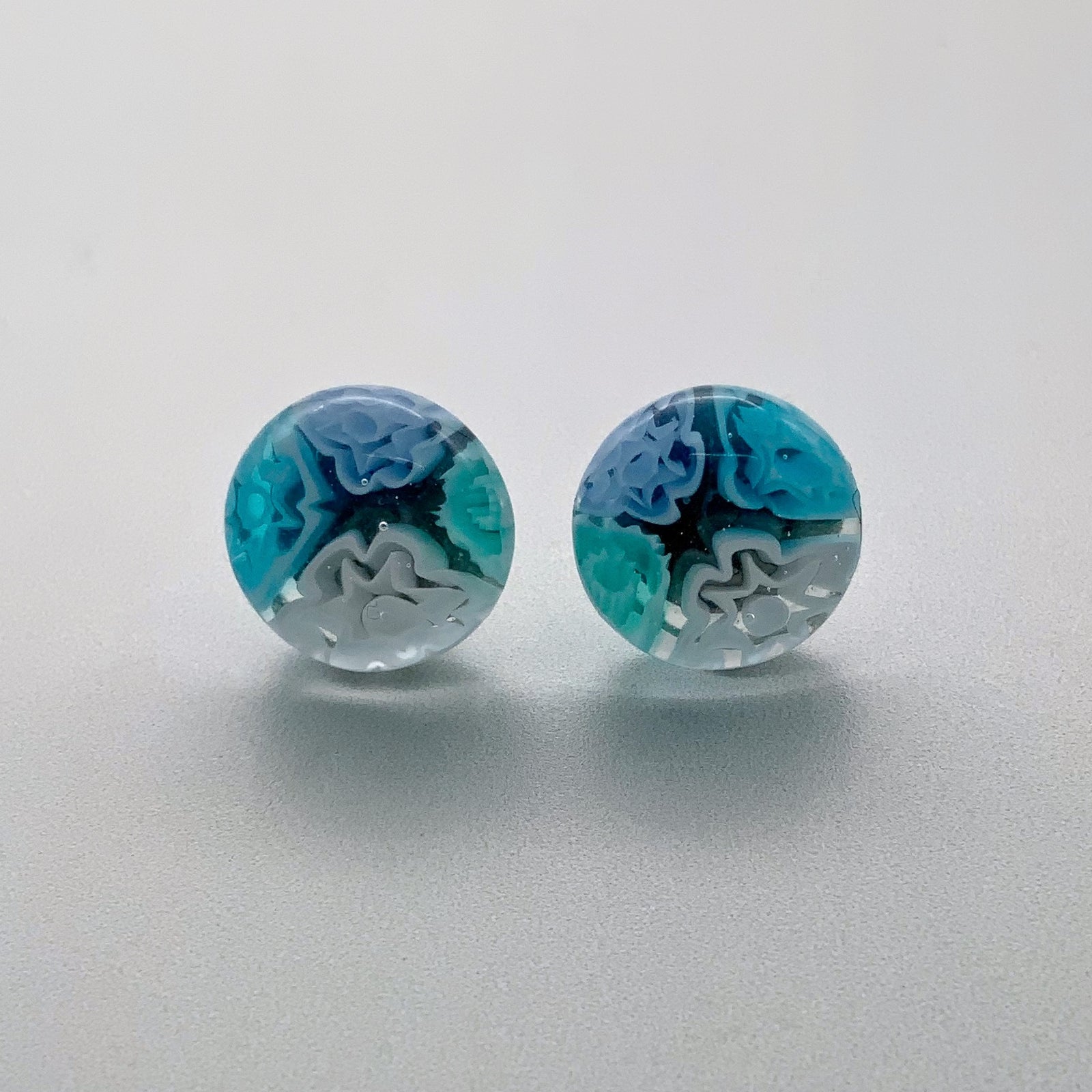 Cascade aqua glass stud earrings