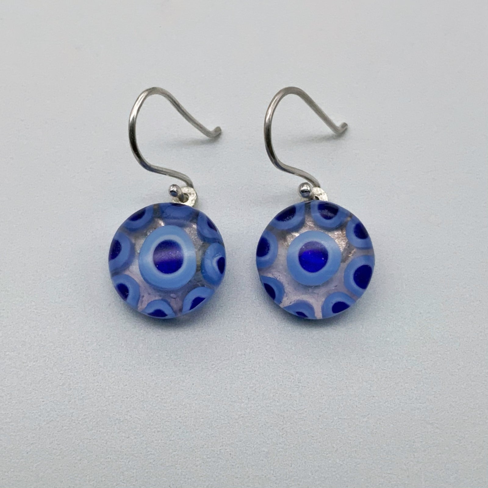 CaviarDots glass dangle earrings - periwinkle and royal blue