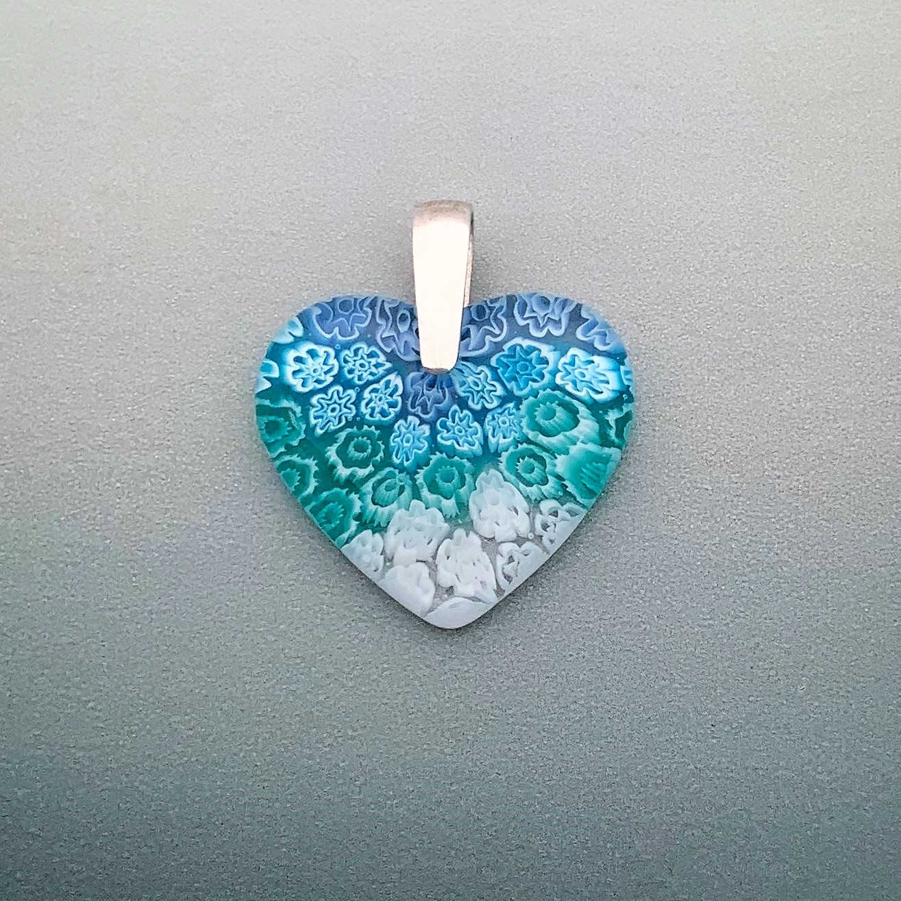 Cascade Aqua small heart glass pendant
