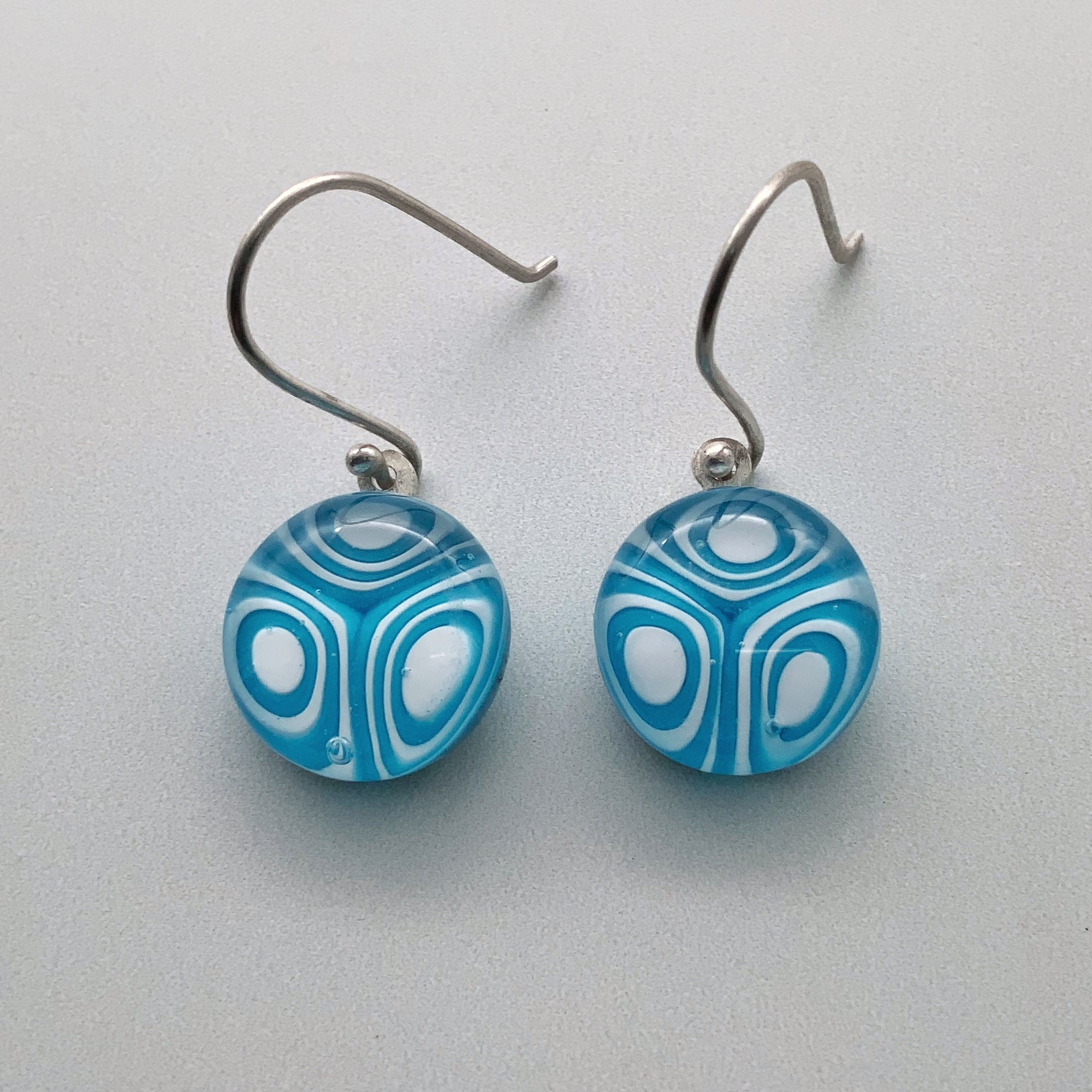 Contemporary turquoise glass dangles