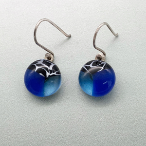 Navy and marmo glass dangle earrings