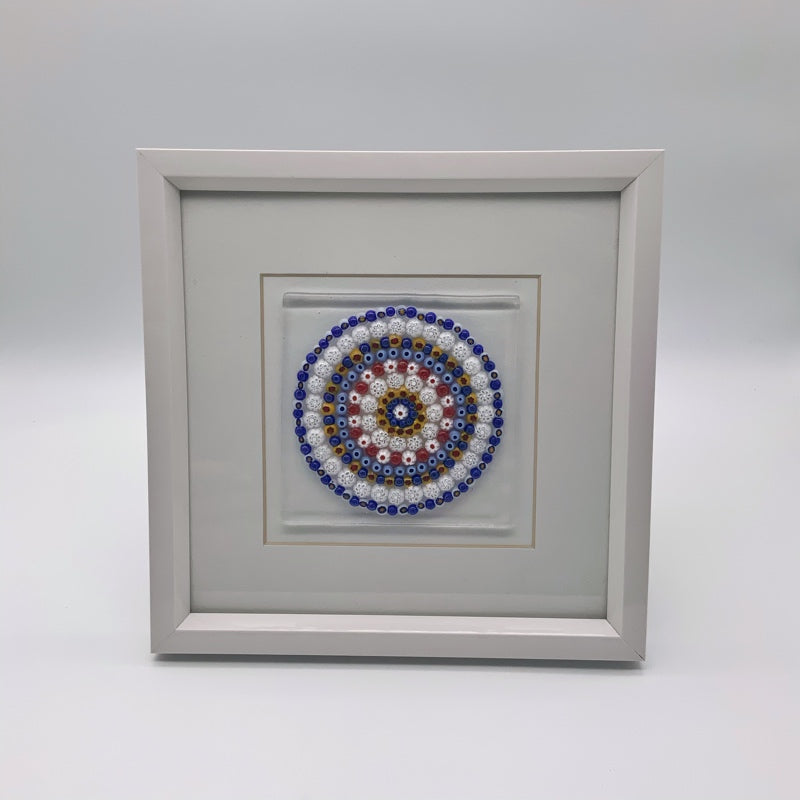 Blue mandala glass frame