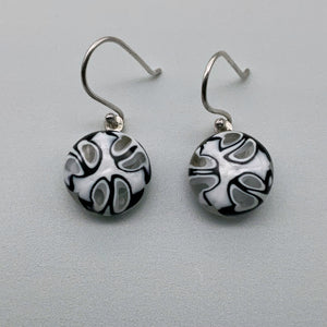 Murrini black and white glass dangle earrings