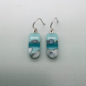 Nougat pale blue long glass dangle earrings
