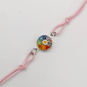 Elegant pink fleurette glass bracelets