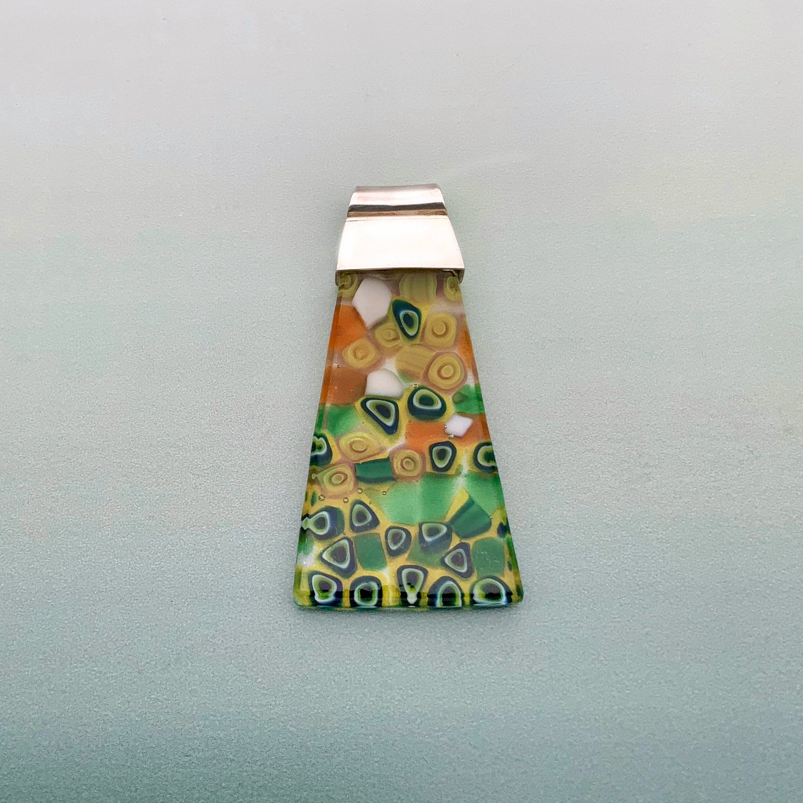 Rain forest glass wedge pendant