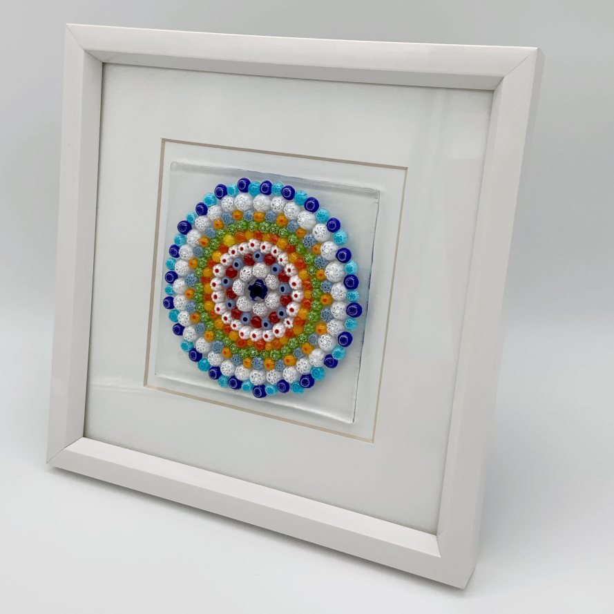 Rainbow mandala glass frame