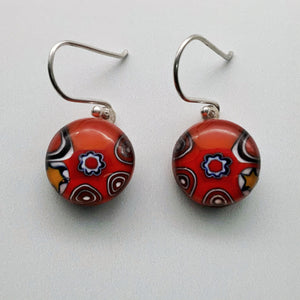 Shweshwe red dangle earrings