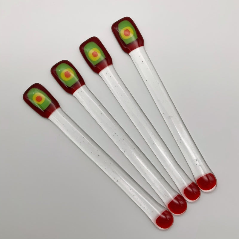 Red glass swizzle sticks