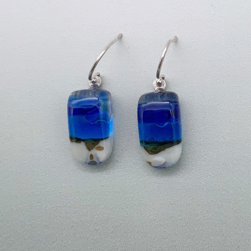 Seascape glass dangle earrings